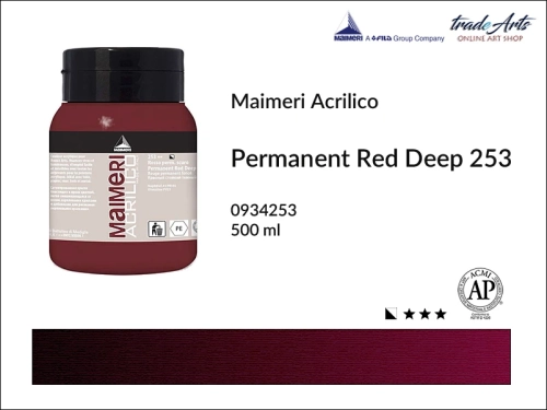 Farba akrylowa Permanent Red Deep 253 Maimeri Acrilico opak. 500 ml, Maimeri Acrilico farba akrylowa Permanent Red Deep 253 opak. 500 ml,  farba akrylowa w tubach, farby akrylowe Maimeri Acrilico, Maimeri Acrilico, tradearts,
