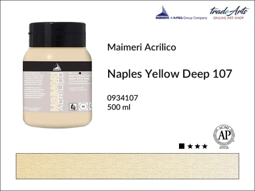 Farba akrylowa Naples Yellow Deep 107 Maimeri Acrilico opak. 500 ml, Maimeri Acrilico farba akrylowa Naples Yellow Deep 107 opak. 500 ml,  farba akrylowa w tubach, farby akrylowe Maimeri Acrilico, Maimeri Acrilico, tradearts,