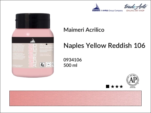 Farba akrylowa Naples Yellow Reddish 106 Maimeri Acrilico opak. 500 ml, Maimeri Acrilico farba akrylowa Naples Yellow Reddish 106 opak. 500 ml,  farba akrylowa w tubach, farby akrylowe Maimeri Acrilico, Maimeri Acrilico, tradearts,
