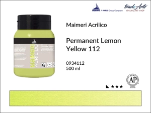 Farba akrylowa Maimeri Acrilico, kolor: Permanent Lemon Yellow 112, opak. 500 ml