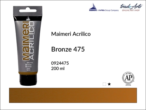 Farba akrylowa Bronze 475 Maimeri Acrilico tuba 200 ml, Maimeri Acrilico farba akrylowa Bronze 475 tuba 200 ml,  farba akrylowa w tubach, farby akrylowe Maimeri Acrilico, Maimeri Acrilico, tradearts,