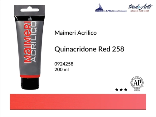 Farba akrylowa Quinacridone Red 258 Maimeri Acrilico tuba 200  ml, Maimeri Acrilico farba akrylowa Quinacridone Red 258 tuba 200 ml,  farba akrylowa w tubach, farby akrylowe Maimeri Acrilico, Maimeri Acrilico, tradearts,