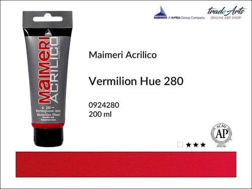 Farba akrylowa Vermillion Hue 280 Maimeri Acrilico tuba 200 ml, Maimeri Acrilico farba akrylowa Vermillion Hue 280 tuba 200 ml,  farba akrylowa w tubach, farby akrylowe Maimeri Acrilico, Maimeri Acrilico, tradearts,