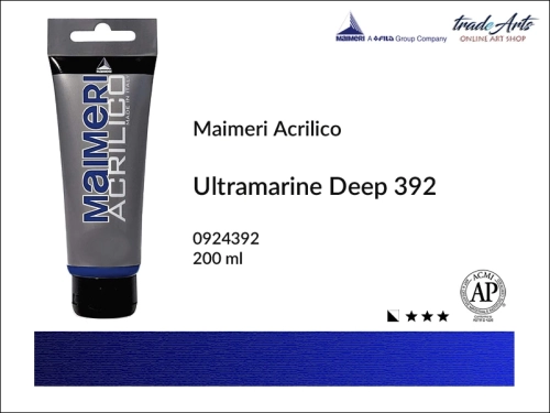 Farba akrylowa Ultramarine Deep 392 Maimeri Acrilico tuba 200 ml, Maimeri Acrilico farba akrylowa Ultramarine Deep 392 tuba 200 ml,  farba akrylowa w tubach, farby akrylowe Maimeri Acrilico, Maimeri Acrilico, tradearts,