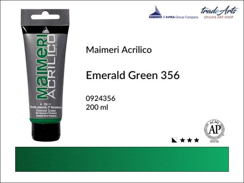 Farba akrylowa Emerald Green 356 Maimeri Acrilico tuba 200 ml, Maimeri Acrilico farba akrylowa Emerald Green 356 tuba 200 ml,  farba akrylowa w tubach, farby akrylowe Maimeri Acrilico, Maimeri Acrilico, tradearts,