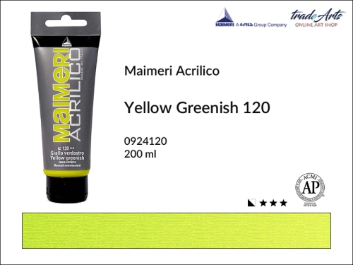 Farba akrylowa Yellow Greenish 120 Maimeri Acrilico tuba 200 ml, Maimeri Acrilico farba akrylowa Yellow Greenish 120 tuba 200 ml,  farba akrylowa w tubach, farby akrylowe Maimeri Acrilico, Maimeri Acrilico, tradearts,