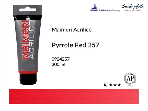 Farba akrylowa Pyrrole Red 257 Maimeri Acrilico tuba 200 ml, Maimeri Acrilico farba akrylowa Pyrrole Red 257 tuba 200 ml,  farba akrylowa w tubach, farby akrylowe Maimeri Acrilico, Maimeri Acrilico, tradearts,