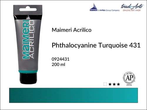 Farba akrylowa Phthalocyanine Turquoise 431 Maimeri Acrilico tuba 200 ml, Maimeri Acrilico farba akrylowa Phthalocyanine Turquoise 431 tuba 200 ml,  farba akrylowa w tubach, farby akrylowe Maimeri Acrilico, Maimeri Acrilico, tradearts,