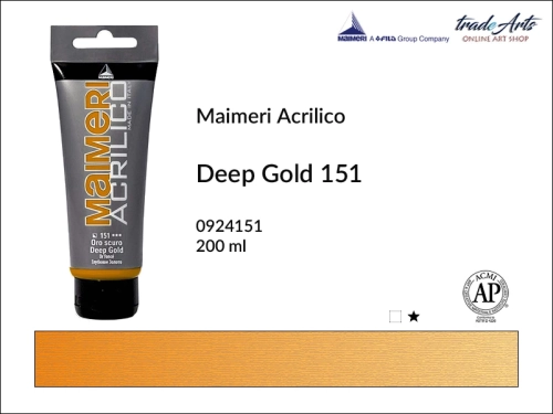 Farba akrylowa Deep Gold 151 Maimeri Acrilico tuba 200 ml, Maimeri Acrilico farba akrylowa Deep Gold 151 tuba 200 ml,  farba akrylowa w tubach, farby akrylowe Maimeri Acrilico, Maimeri Acrilico, tradearts,