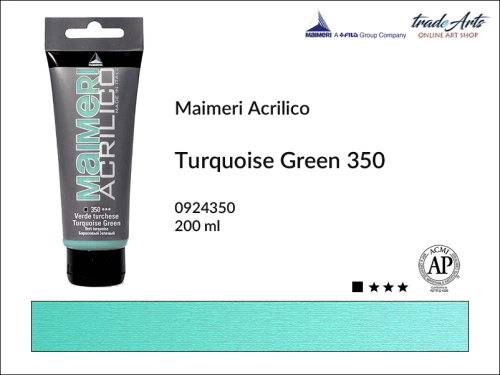 Farba akrylowa Turquoise Green 350 Maimeri Acrilico tuba 200 ml, Maimeri Acrilico farba akrylowa Turquoise Green 350 tuba 200 ml,  farba akrylowa w tubach, farby akrylowe Maimeri Acrilico, Maimeri Acrilico, tradearts,