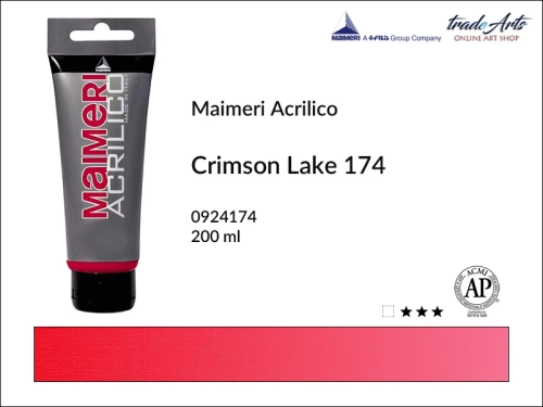 Farba akrylowa Crimson Lake 174 Maimeri Acrilico tuba 200 ml, Maimeri Acrilico farba akrylowa Crimson Lake 174 tuba 200 ml,  farba akrylowa w tubach, farby akrylowe Maimeri Acrilico, Maimeri Acrilico, tradearts,