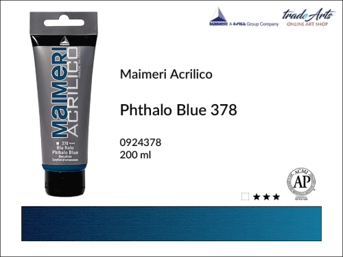 Farba akrylowa Phthalo Blue 378 Maimeri Acrilico tuba 200 ml, Maimeri Acrilico farba akrylowa Phthalo Blue 378 tuba 200 ml,  farba akrylowa w tubach, farby akrylowe Maimeri Acrilico, Maimeri Acrilico, tradearts,