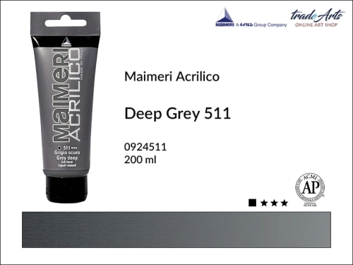 Farba akrylowa Deep Grey 511 Maimeri Acrilico tuba 200 ml, Maimeri Acrilico farba akrylowa Deep Grey 511 tuba 200 ml,  farba akrylowa w tubach, farby akrylowe Maimeri Acrilico, Maimeri Acrilico, tradearts,