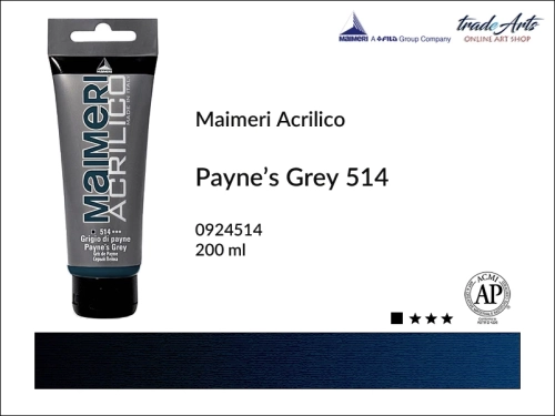 Farba akrylowa Payne's Grey 514 Maimeri Acrilico tuba 200 ml, Maimeri Acrilico farba akrylowa Payne's Grey 514 tuba 200 ml,  farba akrylowa w tubach, farby akrylowe Maimeri Acrilico, Maimeri Acrilico, tradearts,