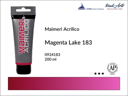 Farba akrylowa Magenta Lake 183 Maimeri Acrilico tuba 200 ml, Maimeri Acrilico farba akrylowa Permanent Magenta Lake 183  tuba 200 ml,  farba akrylowa w tubach, farby akrylowe Maimeri Acrilico, Maimeri Acrilico, tradearts,