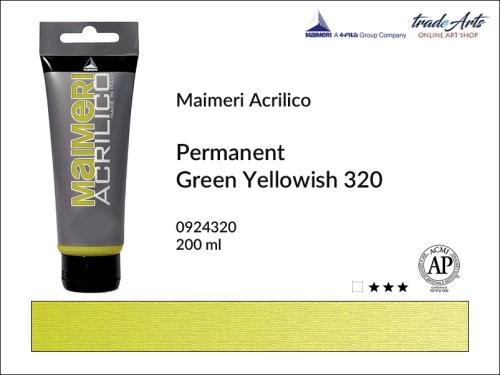 Farba akrylowa Permanent Green Yellowish 320 Maimeri Acrilico tuba 200 ml, Maimeri Acrilico farba akrylowa Permanent Green Yellowish 320 tuba 200 ml,  farba akrylowa w tubach, farby akrylowe Maimeri Acrilico, Maimeri Acrilico, tradearts,