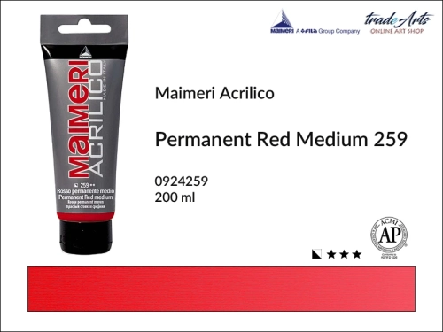Farba akrylowa Permanent Red Medium 259 Maimeri Acrilico tuba 200 ml, Maimeri Acrilico farba akrylowa Permanent Red Medium 259 tuba 200 ml,  farba akrylowa w tubach, farby akrylowe Maimeri Acrilico, Maimeri Acrilico, tradearts,