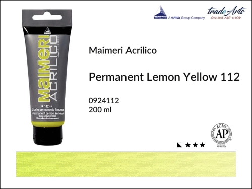 Farba akrylowa Permanent Yellow Lemon 112 Maimeri Acrilico tuba 200 ml, Maimeri Acrilico farba akrylowa Permanent Yellow Lemon 112 tuba 200 ml,  farba akrylowa w tubach, farby akrylowe Maimeri Acrilico, Maimeri Acrilico, tradearts,