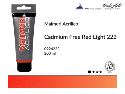 Farba akrylowa Cadmium Free Red Light 222 Maimeri Acrilico tuba 200 ml, Maimeri Acrilico farba akrylowa Cadmium Free Red Light 222 tuba 200 ml,  farba akrylowa w tubach, farby akrylowe Maimeri Acrilico, Maimeri Acrilico, tradearts,