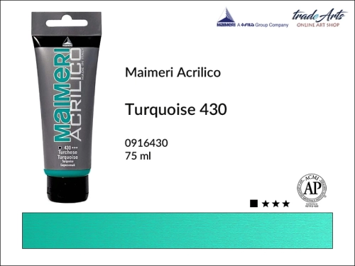 Farba akrylowa Turquoise 430 Maimeri Acrilico tuba 75 ml, Maimeri Acrilico farba akrylowa Turquoise 430 tuba 75 ml,  farba akrylowa w tubach, farby akrylowe Maimeri Acrilico, Maimeri Acrilico, tradearts,