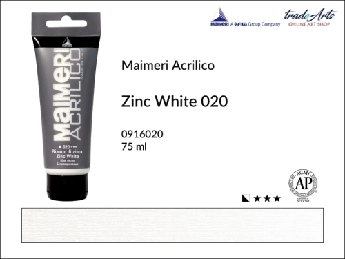 Farba akrylowa Zinc White 020 Maimeri Acrilico tuba 75 ml, Maimeri Acrilico farba akrylowa Zinc White 020 tuba 75 ml,  farba akrylowa w tubach, farby akrylowe Maimeri Acrilico, Maimeri Acrilico, tradearts,
