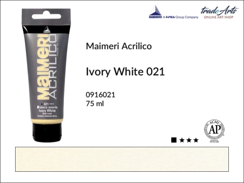 Farba akrylowa Ivory White 021 Maimeri Acrilico tuba 75 ml, Maimeri Acrilico farba akrylowa Ivory White 021 tuba 75 ml,  farba akrylowa w tubach, farby akrylowe Maimeri Acrilico, Maimeri Acrilico, tradearts,