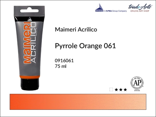 Farba akrylowa Pyrrole Orange 061 Maimeri Acrilico tuba 75 ml, Maimeri Acrilico farba akrylowa Pyrrole Orange 061 tuba 75 ml,  farba akrylowa w tubach, farby akrylowe Maimeri Acrilico, Maimeri Acrilico, tradearts,