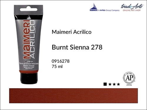 Farba akrylowa Burnt Sienna 278 Maimeri Acrilico tuba 75 ml, Maimeri Acrilico farba akrylowa Burnt Sienna 278 tuba 75 ml,  farba akrylowa w tubach, farby akrylowe Maimeri Acrilico, Maimeri Acrilico, tradearts,