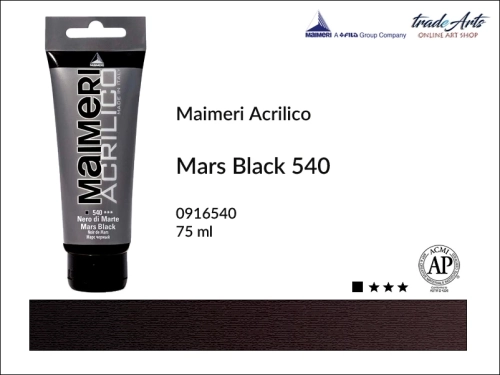 Farba akrylowa Mars Black 540 Maimeri Acrilico tuba 75 ml, Maimeri Acrilico farba akrylowa Mars Black 540 tuba 75 ml,  farba akrylowa w tubach, farby akrylowe Maimeri Acrilico, Maimeri Acrilico, tradearts,