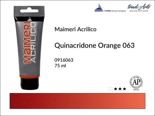 Farba akrylowa Quinacridone Orange 063 Maimeri Acrilico tuba 75 ml, Maimeri Acrilico farba akrylowa Quinacridone Orange 063 tuba 75 ml,  farba akrylowa w tubach, farby akrylowe Maimeri Acrilico, Maimeri Acrilico, tradearts,