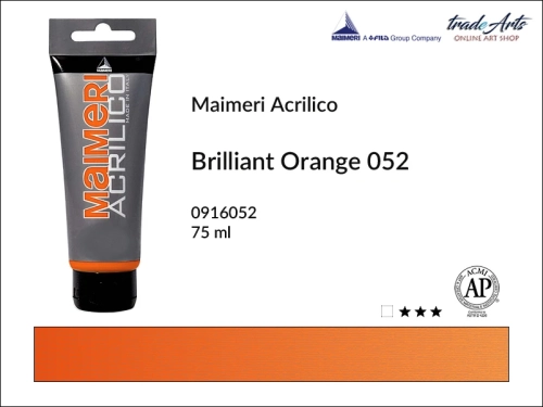 Farba akrylowa Brilliant Orange 052 Maimeri Acrilico tuba 75 ml, Maimeri Acrilico farba akrylowa Brilliant Orange 052 tuba 75 ml,  farba akrylowa w tubach, farby akrylowe Maimeri Acrilico, Maimeri Acrilico, tradearts,