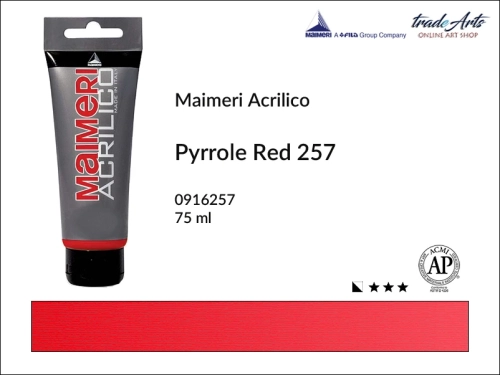 Farba akrylowa Pyrrole Red 257 Maimeri Acrilico tuba 75 ml, Maimeri Acrilico farba akrylowa Pyrrole Red 257 tuba 75 ml,  farba akrylowa w tubach, farby akrylowe Maimeri Acrilico, Maimeri Acrilico, tradearts,