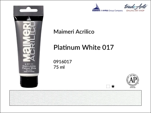 Farba akrylowa Platinum White 017 Maimeri Acrilico tuba 75 ml, Maimeri Acrilico farba akrylowa Platinum White 017 tuba 75 ml,  farba akrylowa w tubach, farby akrylowe Maimeri Acrilico, Maimeri Acrilico, tradearts,