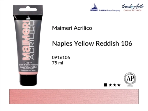 Farba akrylowa Naples Yellow Reddish 106 Maimeri Acrilico tuba 75 ml, Maimeri Acrilico farba akrylowa Naples Yellow Reddish 106 tuba 75 ml,  farba akrylowa w tubach, farby akrylowe Maimeri Acrilico, Maimeri Acrilico, tradearts,