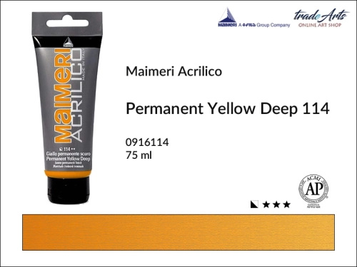 Farba akrylowa Permanent Yellow Deep 114 Maimeri Acrilico tuba 75 ml, Maimeri Acrilico farba akrylowa Permanent Yellow Deep 114 tuba 75 ml,  farba akrylowa w tubach, farby akrylowe Maimeri Acrilico, Maimeri Acrilico, tradearts,