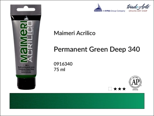 Farba akrylowa Permanent Green Deep 340 Maimeri Acrilico tuba 75 ml, Maimeri Acrilico farba akrylowa Permanent Green Deep 340 tuba 75 ml,  farba akrylowa w tubach, farby akrylowe Maimeri Acrilico, Maimeri Acrilico, tradearts,