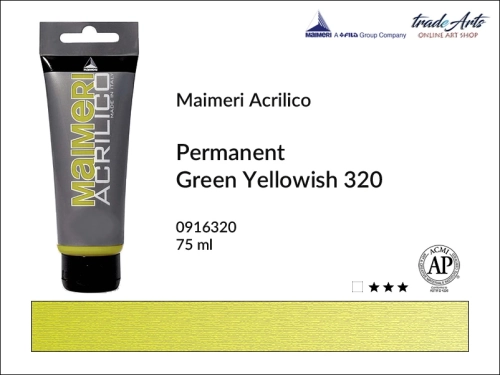 Farba akrylowa Permanent Green Yellowish 320 Maimeri Acrilico tuba 75 ml, Maimeri Acrilico farba akrylowa Permanent Green Yellowish 320 tuba 75 ml,  farba akrylowa w tubach, farby akrylowe Maimeri Acrilico, Maimeri Acrilico, tradearts,