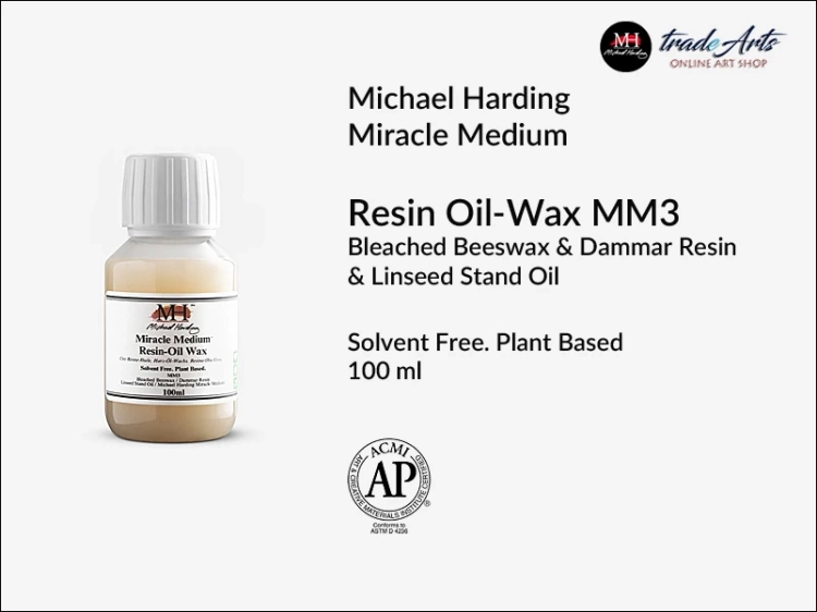 Miracle Medium Resin-Oil Wax MM3 Michael Harding, pasta woskowa żywiczna Miracle Medium MM3 MH, wosk żywiczny do farb olejnych MH Miracle Medium MM3, medium żywiczne do farb olejnych, farby olejne, pasta woskowa do farb,