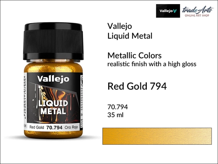 Farba metaliczna w płynie Red Gold 794 Vallejo Liquid Metal, Vallejo Liquid Metal - farba metaliczna w płynie Red Gold 794,  farba metaliczna w płynie, farby metaliczne, farba, Vallejo Liquid Metal, tradearts,