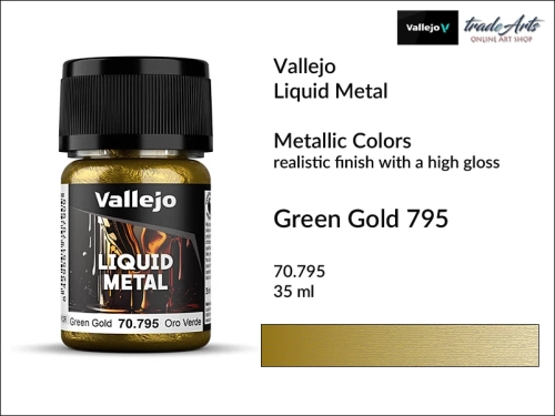Farba metaliczna w płynie Green Gold 795 Vallejo Liquid Metal, Vallejo Liquid Metal - farba metaliczna w płynie Green Gold 795,  farba metaliczna w płynie, farby metaliczne, farba, Vallejo Liquid Metal, tradearts,