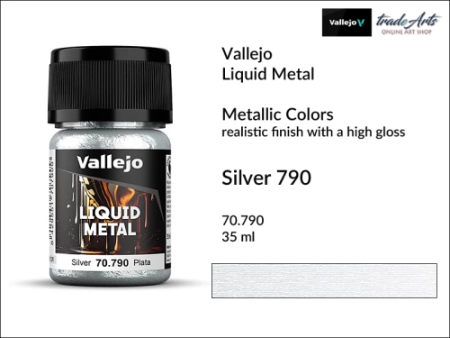 Farba metaliczna w płynie Silver 790 Vallejo Liquid Metal, Vallejo Liquid Metal - farba metaliczna w płynie Silver 790,  farba metaliczna w płynie, farby metaliczne, farba, Vallejo Liquid Metal, tradearts,