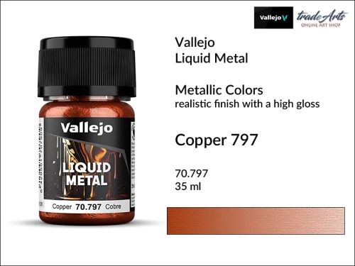 Farba metaliczna w płynie Copper 797 Vallejo Liquid Metal, Vallejo Liquid Metal - farba metaliczna w płynie Copper 797,  farba metaliczna w płynie, farby metaliczne, farba, Vallejo Liquid Gold, tradearts,