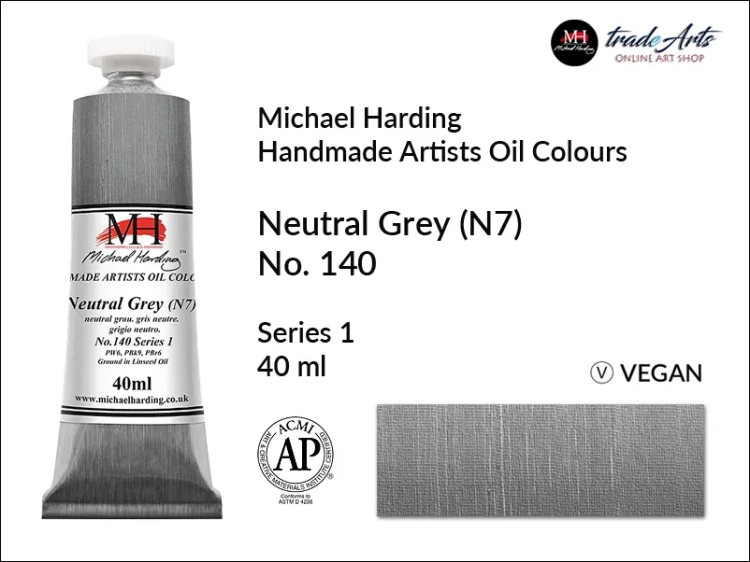 Michael Harding Artists Oil Colours Neutral Grey N7 140, farba olejna Neutral Grey N7 140 Michael Harding, Michael Harding - farba olejna Neutral Grey N7 140, farby olejne Michael Harding, Michael Harding, farby Michael Harding,