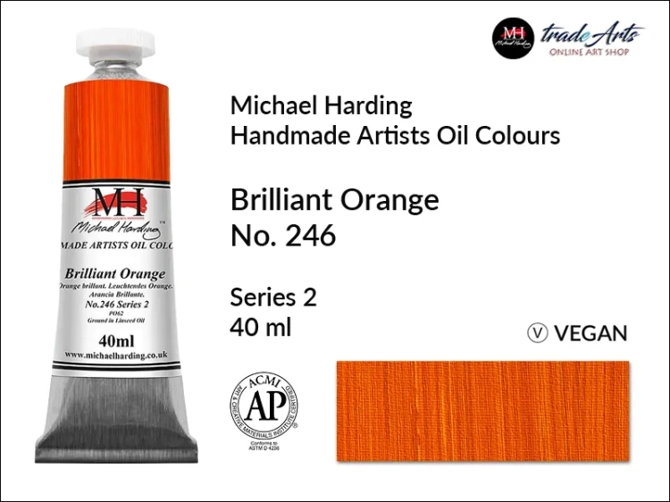 Michael Harding Artists Oil Colours Brilliant Orange 246, farba olejna Brilliant Orange 246 Michael Harding, Michael Harding - farba olejna Brilliant Orange 246, farby olejne Michael Harding, Michael Harding, farby Michael Harding,