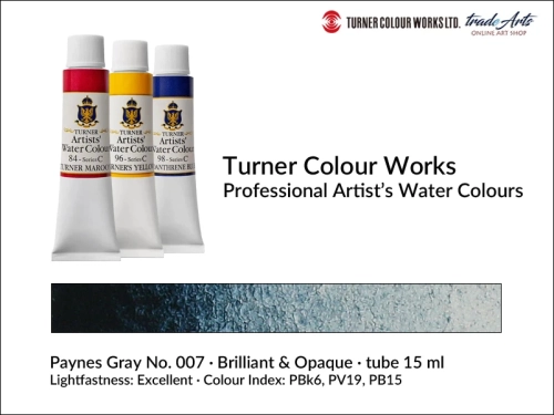 Turner Artists Watercolour Paynes Gray 007 15 ml, Turner Artists Watercolour farba akwarelowa Paynes Gray 007 tuba 15 ml, farba akwarelowa Paynes Gray 007 Turner Artists Watercolour, farby akwarelowe Turner, akwarele Turner Artists, akwarela,