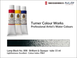  Farba akwarelowa Turner Artist's Watercolour, kolor: Lamp Black 008, tuba 15 ml 