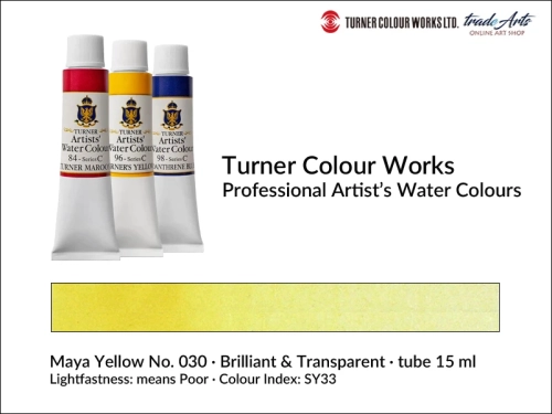 Turner Artists Watercolour Maya Yellow 030 15 ml, Turner Artists Watercolour farba akwarelowa Maya Yellow 030 tuba 15 ml, farba akwarelowa Maya Yellow 030 Turner Artists Watercolour, farby akwarelowe Turner, akwarele Turner Artists, akwarela,