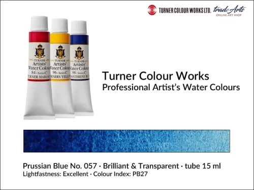 Turner Artists Watercolour Prussian Blue 057 15 ml, Turner Artists Watercolour farba akwarelowa Prussian Blue 057 tuba 15 ml, farba akwarelowa Prussian Blue 057 Turner Artists Watercolour, farby akwarelowe Turner, akwarele Turner Artists, akwarela,