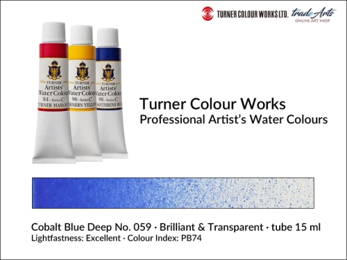 Turner Artists Watercolour Cobalt Blue Deep 059 15 ml, Turner Artists Watercolour farba akwarelowa Cobalt Blue Deep 059 tuba 15 ml, farba akwarelowa Cobalt Blue Deep 059 Turner Artists Watercolour, farby akwarelowe Turner, akwarele Turner Artists,