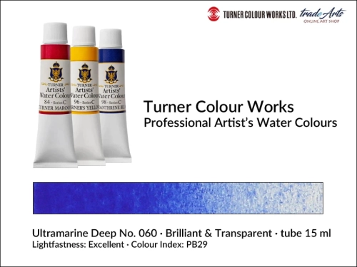 Turner Artists Watercolour Ultramarine Deep 060 15 ml, Turner Artists Watercolour farba akwarelowa Ultramarine Deep 060 tuba 15 ml, farba akwarelowa Ultramarine Deep 060 Turner Artists Watercolour, farby akwarelowe Turner, akwarele Turner Artists,